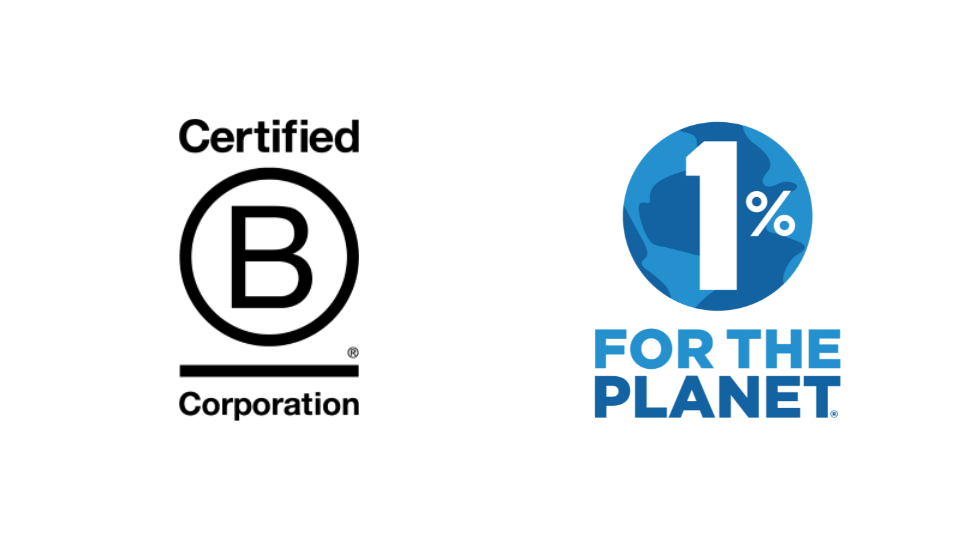 B Corp and 1% for the Planet logos
